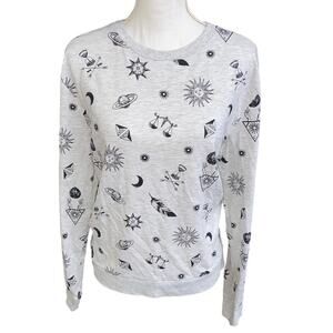 Galaxy Astrology Tarot Graphic Long Sleeve Sweater Small Divided Witchy Universe